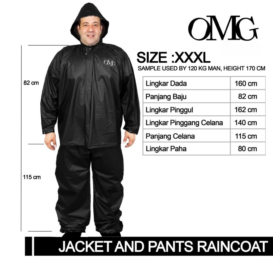 Jas Hujan Motor Besar Jumbo Big Size XXXL Extra Large OMG Jaket Celana Extra Besar Berat Badan Up to 120KG PVC Lentur