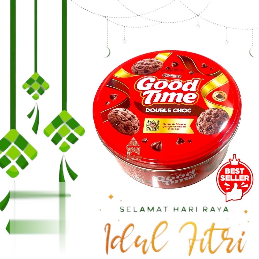 Grosir good time kaleng cookies double chocochips 133gr biskuit original coklat arnot kue lebaran pa