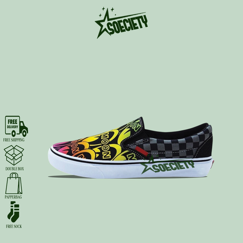 Sepatu Sneakers Mooneyes X Vans Slip On White Black Green Orange VN000CP6BHG BNIB Unisex