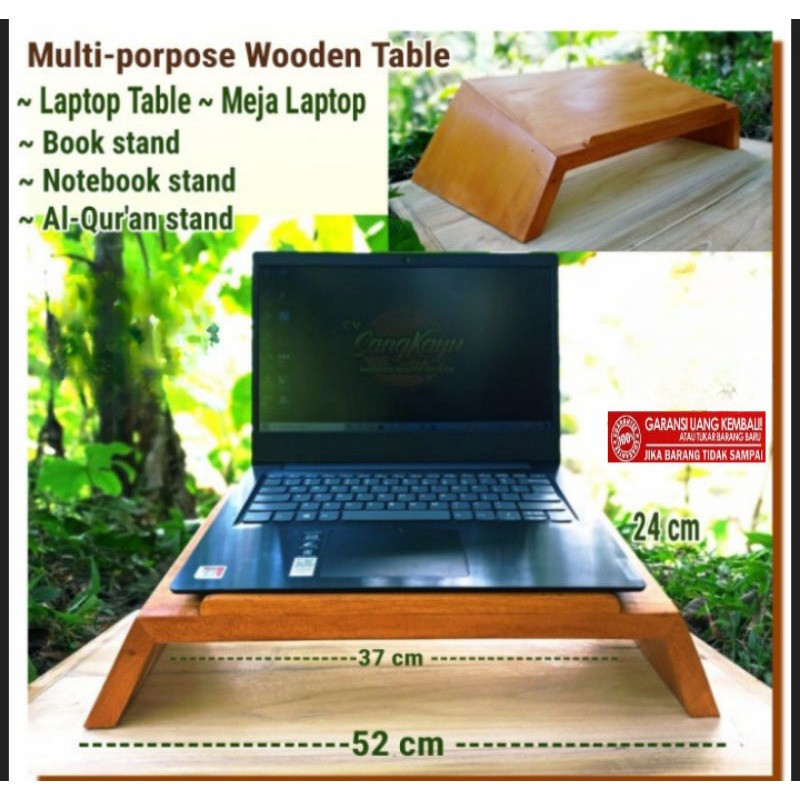 Meja Laptop Portable Kayu – Notebook Table / Rekal Al-Qur’an / Book Stand