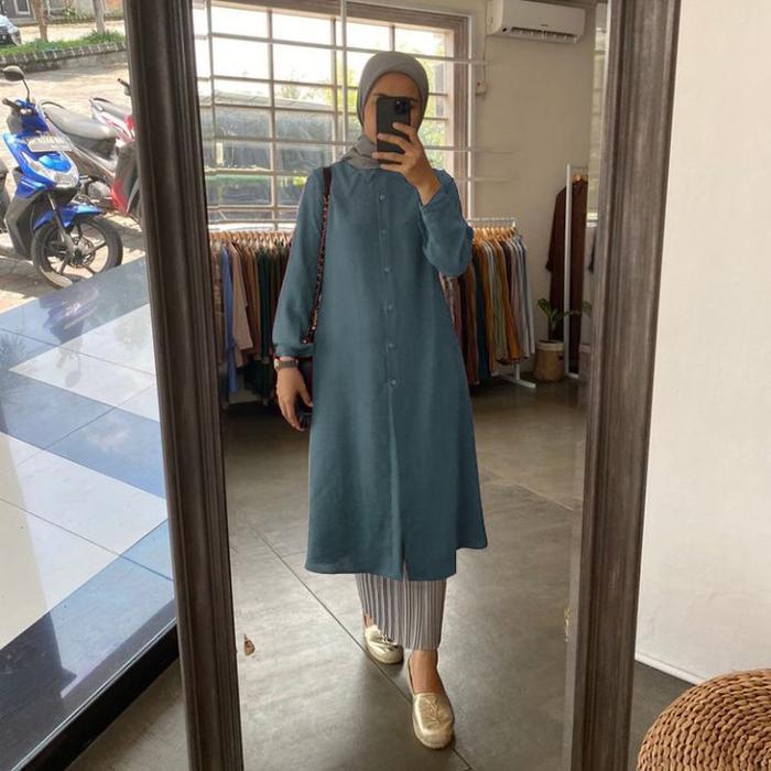 Promo Guncang Tunik Zalfa/ Tunik Remaja Terbaru/ Tunik Daily Muslim Formal Wanita Atasan - Biru Ward