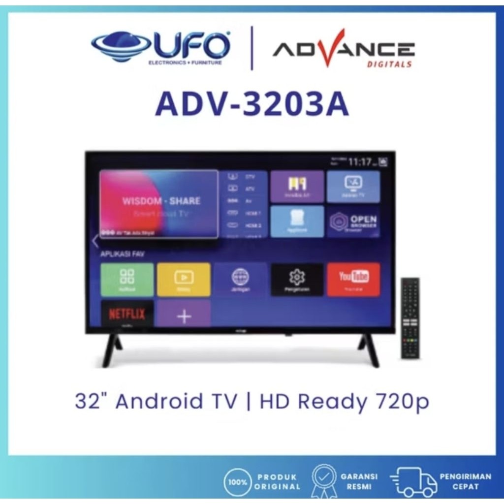 TV [ANDROID] advan 32 inci layar jernih ADV-3203A, ANDROID TV ADVAN layar jernih lebar 32 inci