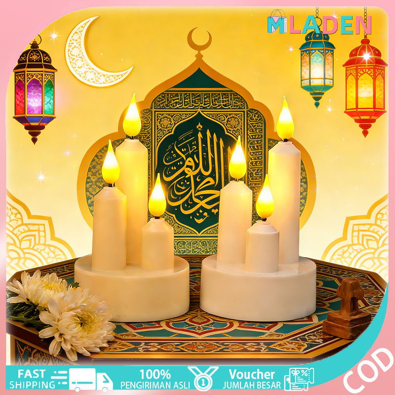 MLADEN Lampu Lilin Ayunan Elektronik Lampu Lilin LED Dekorasi Hiasan Rumah Lampu Hias Ramadhan