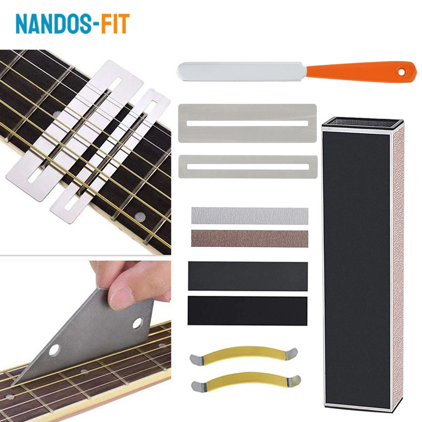 NANDOS-FIT 11Pcs Luthier Tool Guitar Fret Leveling Kit / Fret Crowning File / Leveling Beam Sanding 