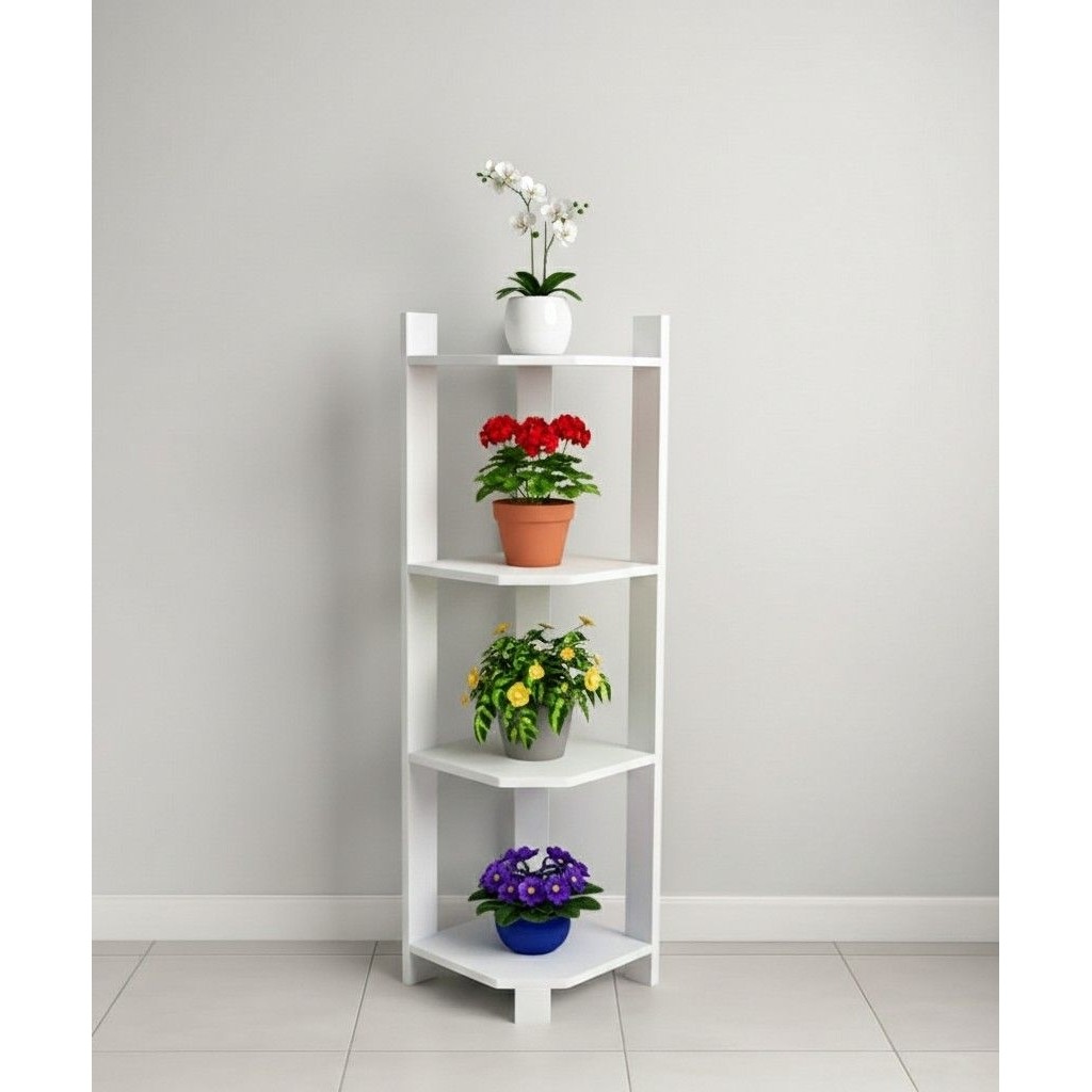 rak bunga sudut, 100 cm/ rak hiasan pojok lantai, 4 susun minimalis estetik