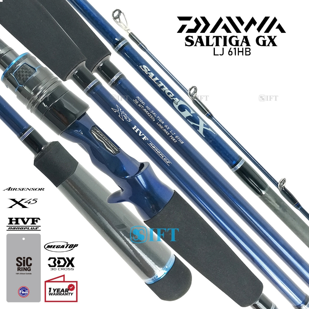 Joran OH DAIWA SALTIGA GX LJ Solid Tip | Fuji SiC + Seat + HVF Nanoplus | Light Jigging Over Head | 