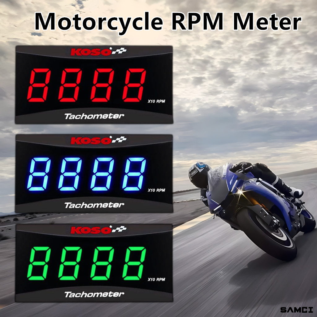 KOSO RPM Mini Meter Motor LCD Digital Display Engine Tach Meter Universal Tachometer Gauge Untuk Yam