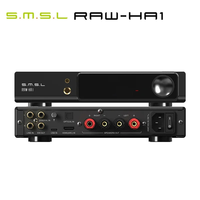SMSL RAW-HA1 Amplifier / Headphone Amplifier - Hitam, Aluminium CNC, Dukungan MQA, Bluetooth 5.1
