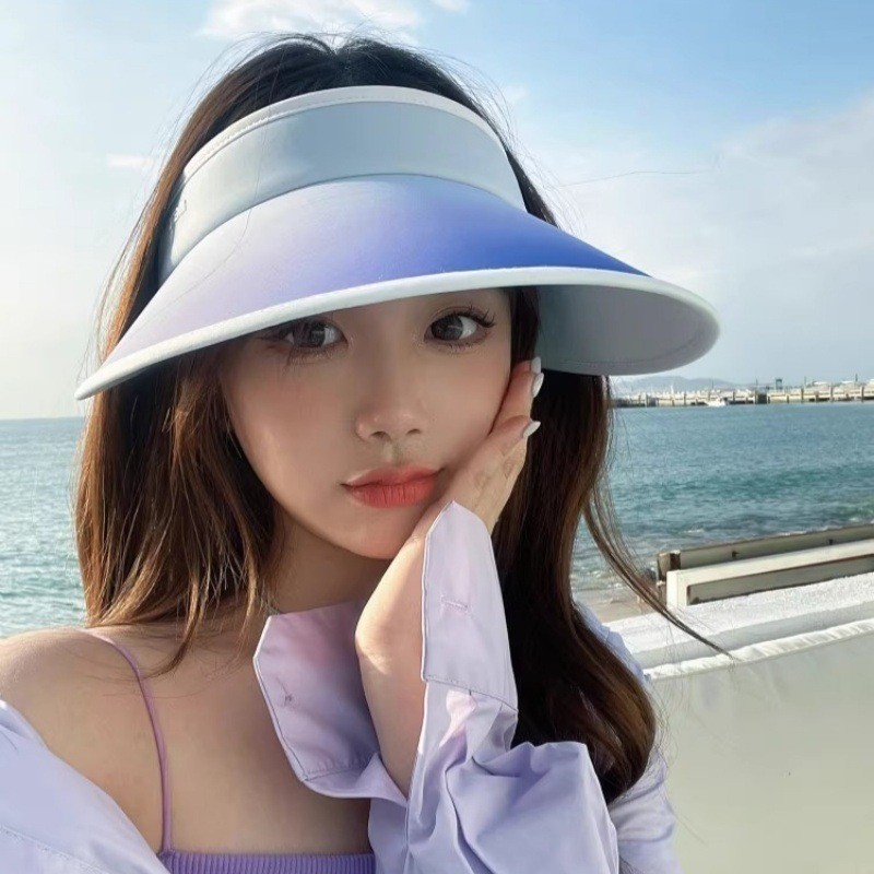 Topi Matahari Wanita Model  Gradasi Warna, Matahari MusimPanas, Topi Matahari dengan Perlindungan UV