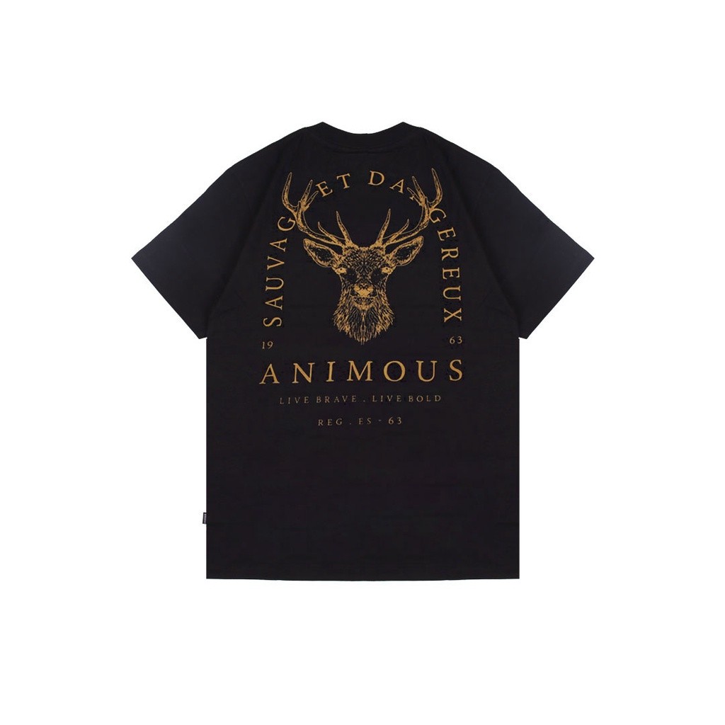 Animous Kaos Tshirt Unisex Hitam Sauvage Deer Original