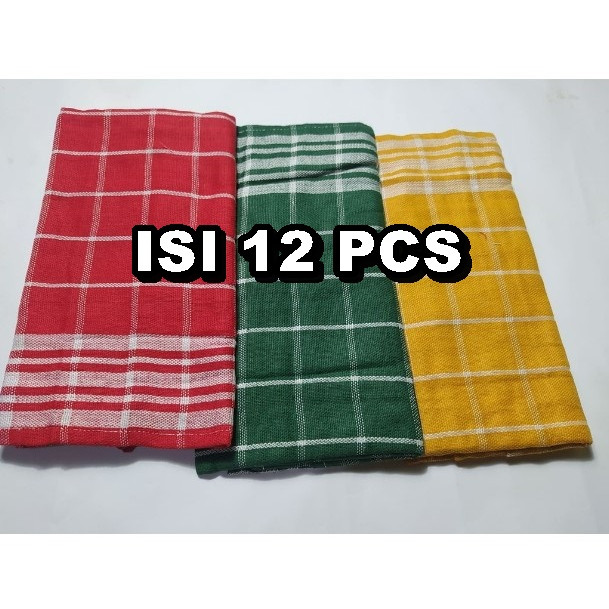 KAIN SERBET DAPUR TEBAL 1 LUSINAN MURAH | LAP SERBET MAKAN WARNA LUSINAN