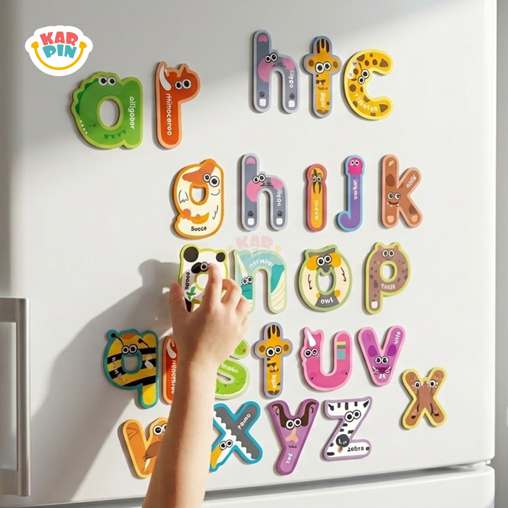 Karpin Puzzle Magnet Kulkas Anak Mainan Edukasi Balita Belajar Hewan Kendaraan Huruf Abjad Usia 3 4 
