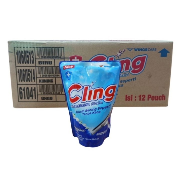 (1 Karton isi 12 pcs) Pembersih Kaca Cling Refill 400ml - Anti-Statik, Tanpa Bekas, Praktis