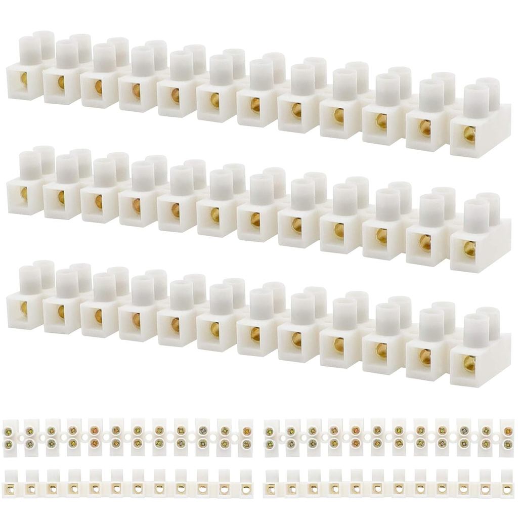 10pcs Terminal Block Set, 7 Pieces 12 Position Dual Row Terminal Strip Electrical Barrier Wire Conne