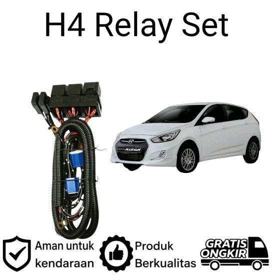 AM Relay Set Lampu Utama LED H4  Mobil Hyundai Grand Avega