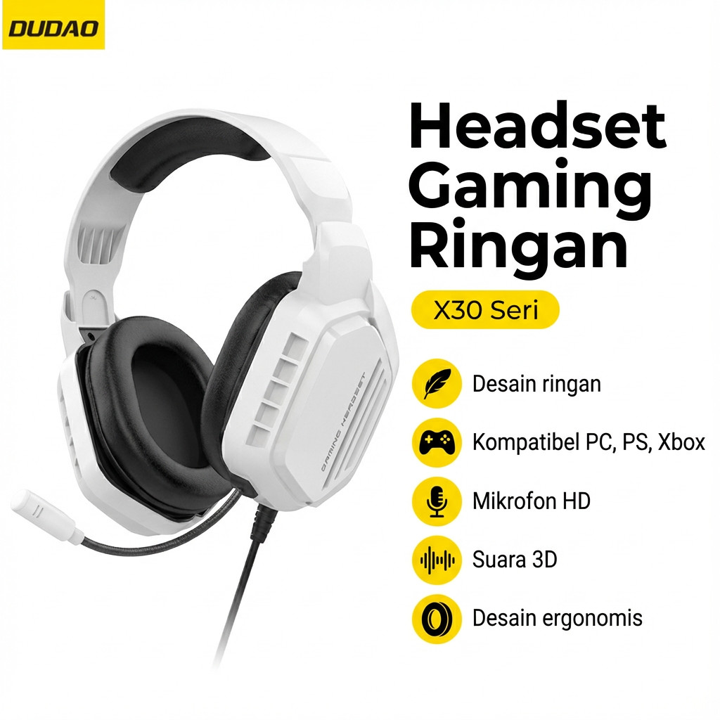 DUDAO X30 Series Over-Ear Headphone Gaming Speaker 40/50mm Mikrofon Omnidirectional Suara Jernih Nya