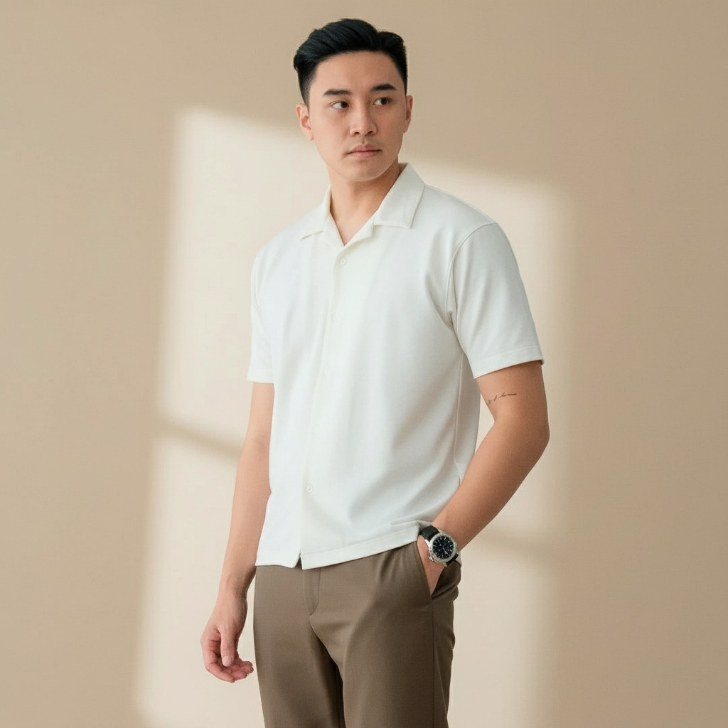ABBAD - Kemeja Pria Lengan Pendek Polos Bahan Rayon Premium Warna Lengkap Polos Adem Dan Jatuh Slimf