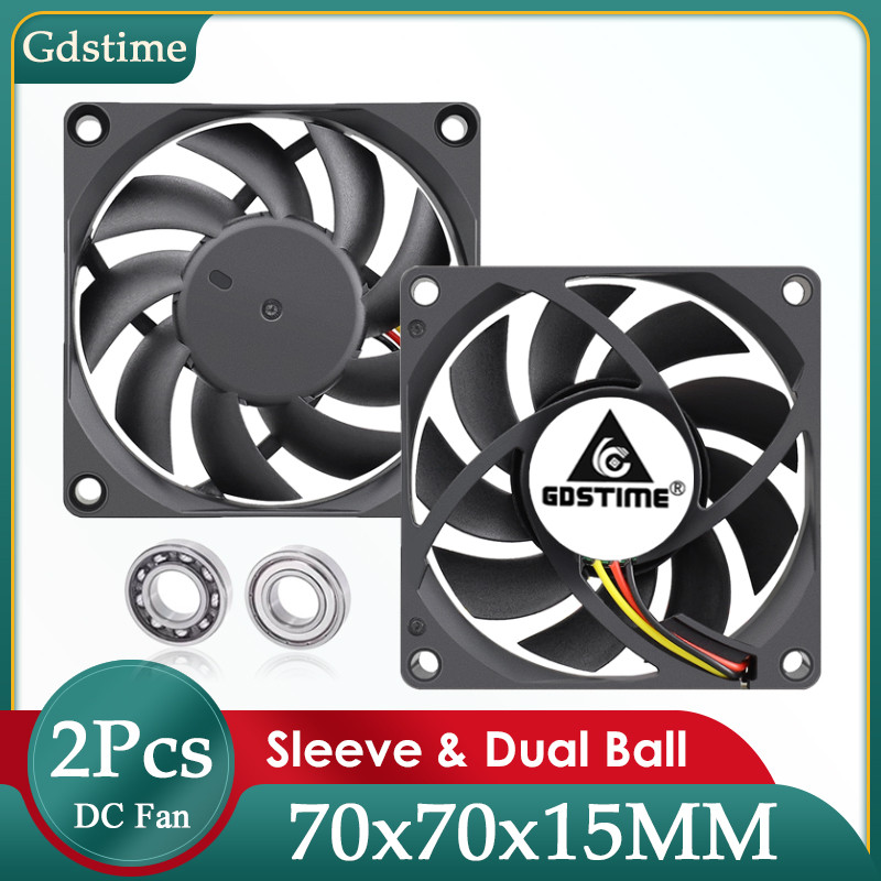 Gdstime 2PCS DC 5V 12V 24V 7015 Axial Fan 7cm 70mm Dual Ball Cooling Fan 70x70x15mm Silent Cooler fo