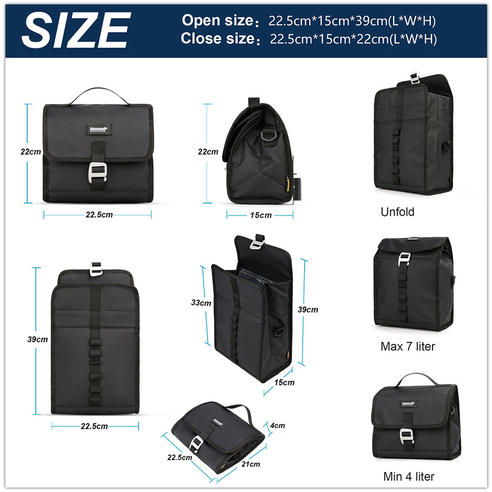 Rhinowalk Bike Handlebar Bag 4L-7L High Capacity Waterproof Insulated Shoulder Bag Mini Velo front b