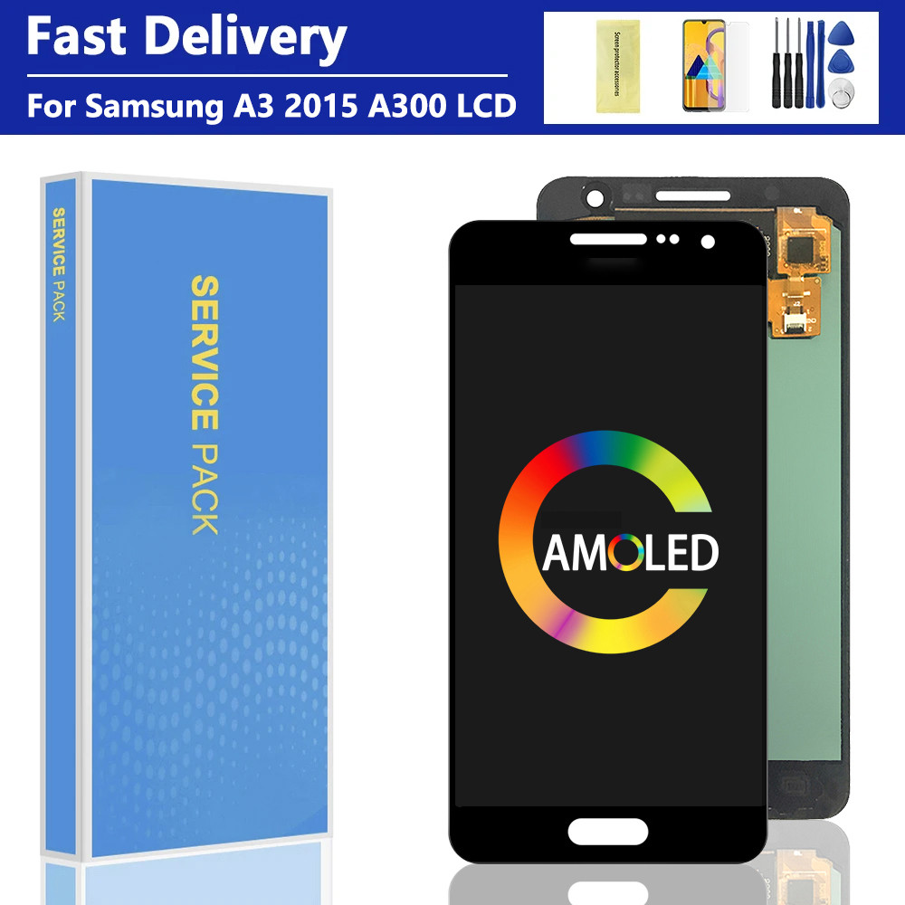 4.5" For AMOLED A300F LCD For SAMSUNG A300 LCD splay Touch Screen gitizer For SAMSUNG A3 2015 A300F 