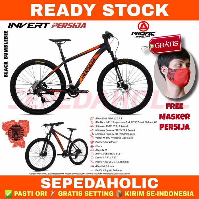 PROMO GASPOLL Sepeda Gunung 27.5" Inch MTB PACIFIC Invert Persija Alloy 2x8 Speed - BONUS MASKER