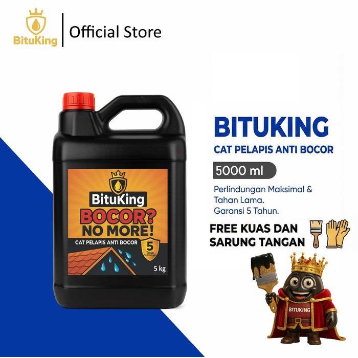 PROMO  BituKing Aspal Cair Anti Bocor 5kg – Cat Pelapis Waterproof Dak, Atap, Talang, Kolam Ikan