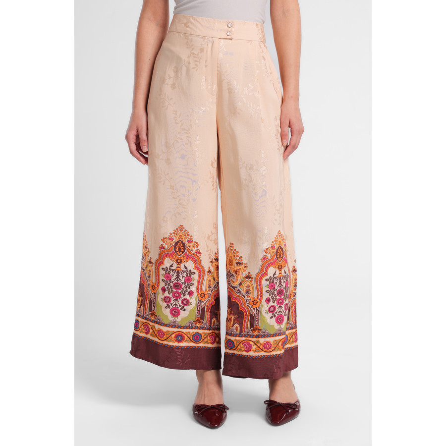 MINIMAL - Izma - Kulot Lebar Motif Etnik Dengan Pleats - Pink Light