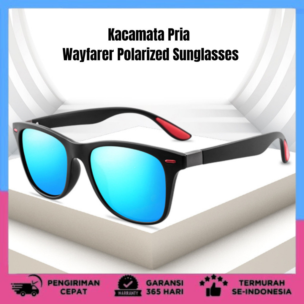 Kaca Mata Polarized kaca mata hitam berkendera Kacamata Pria Wayfarer Polarized Sunglasses Kacamata