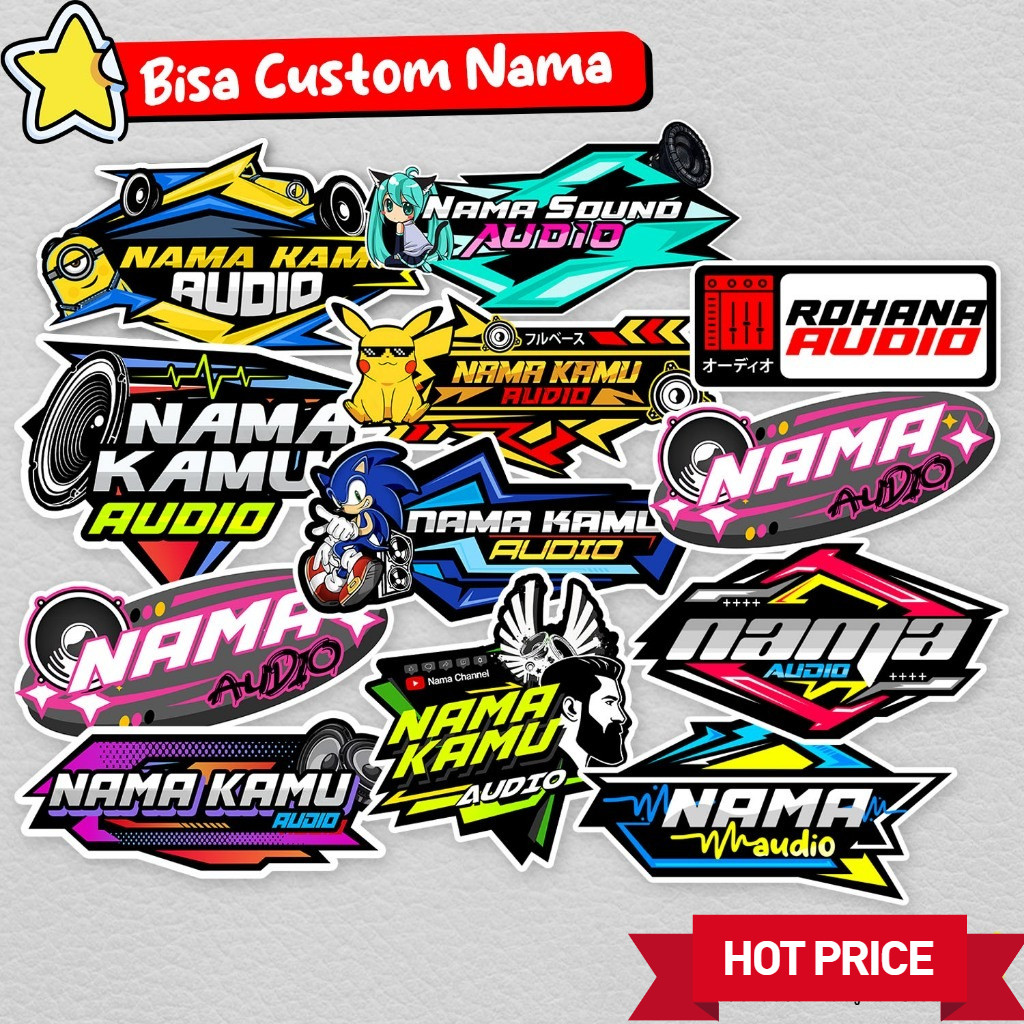 Stiker Audio Custom Nama Logo Sticker Sound System Musik Youtube Channel Spt Brewog Bahan Vinyl Anti