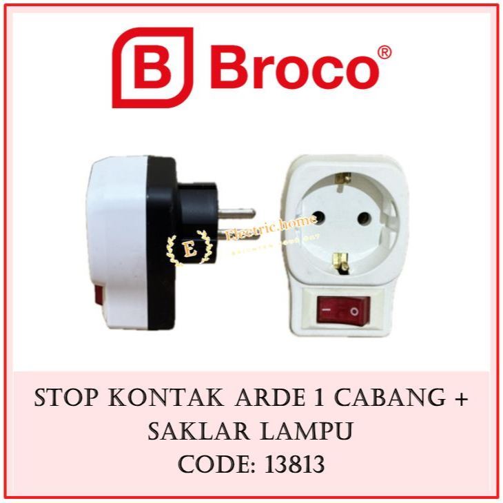 Giandra Computer Broco Stop Kontak 1 Cabang dengan Arde, Saklar dan Lampu 13813