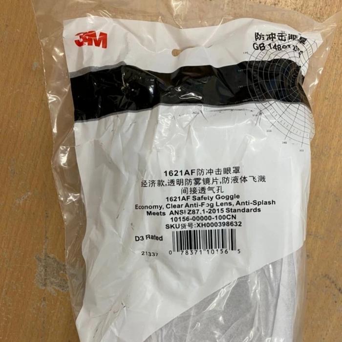 SAFEONE (Best Seller) Kacamata Google / Safety Goggle 3M 1621 Af Anti Fog - 1621AF