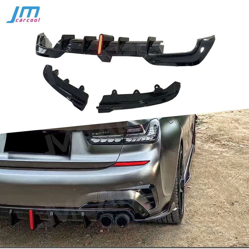 ABS Rear Lip ffuser With Light Rear Splitters for BMW 3 Series G20 G28 M Sport 2019-2021 Body kit Re