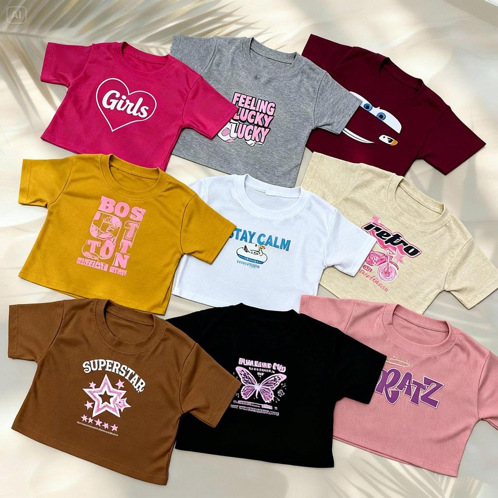 BK - PAKET USAHA KAOS CROP TOP PREMIUM WANITA KAOS TEBAL ANAK REMAJA DEWASA VERSI TERBARU