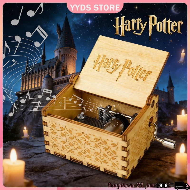 Kotak Musik Kayu Putar Tangan Retro - Hadiah Romantis untuk Pasangan, Ulang Tahun & Natal
