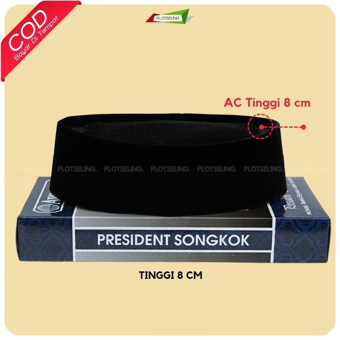 Peci Songkok Hitam Polos AWANG AC Tinggi 7 8 9 10 11 Ukuran Standar Anak Laki Laki dan Jumbo Cowok P
