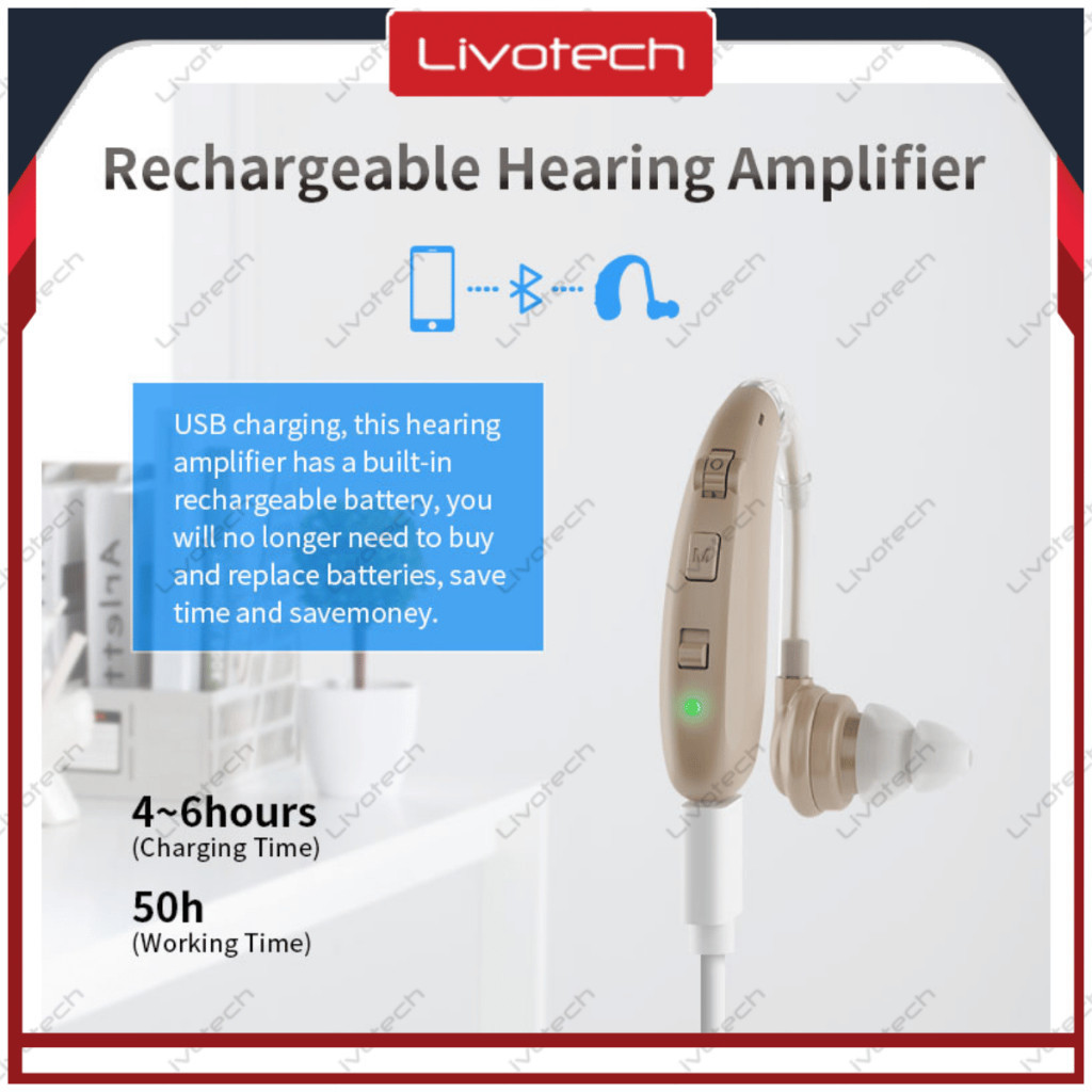 LIVO Alat Bantu Dengar Bion A360 Fitur Bluetooth Bisa di charge Hearing Aid Rechargeable Cas