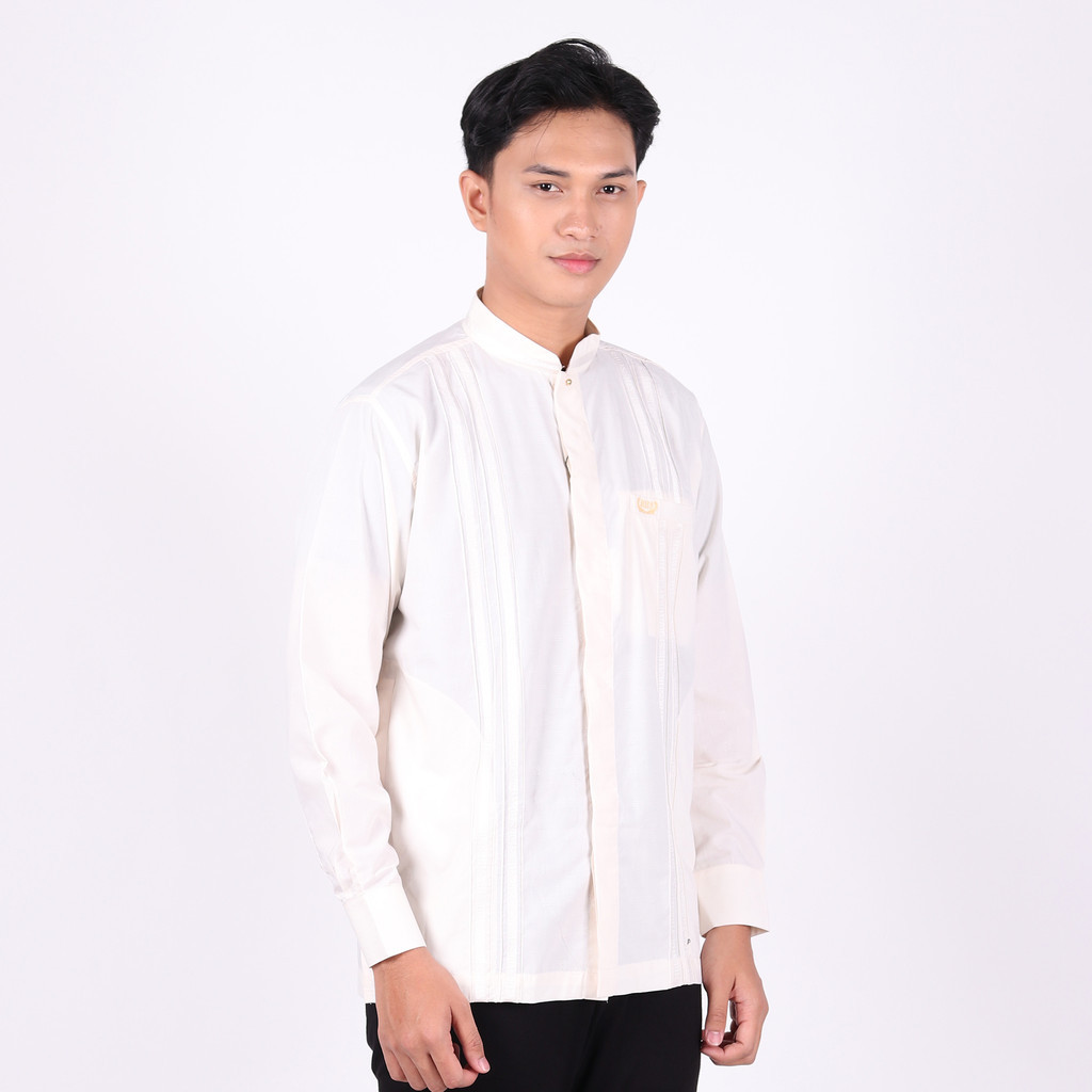 Baju Koko BHS Classic Motif Kombinasi Cream BHS Original Baju Muslim BHS
