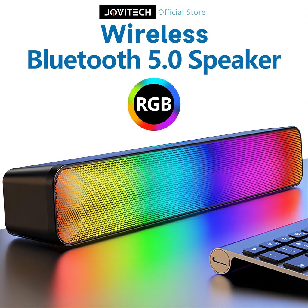 Jovitech Speaker  Bluetooth  Soundbar RGB 5 Colors LED Light Computer TV Phone TF Multifunction 5.0 