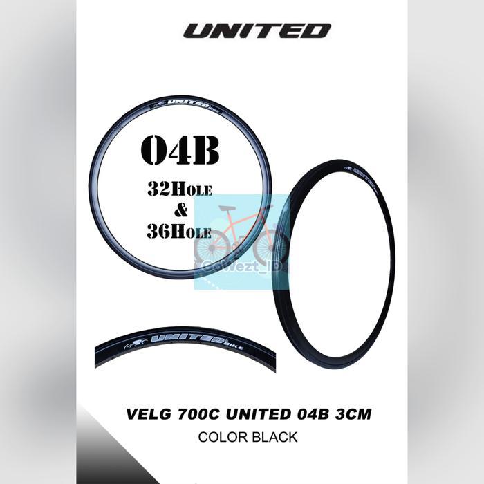 Velg Rim Sepeda Fixie 700c United 32H 36H Doue Wall 32 36 Lubang - 36H
