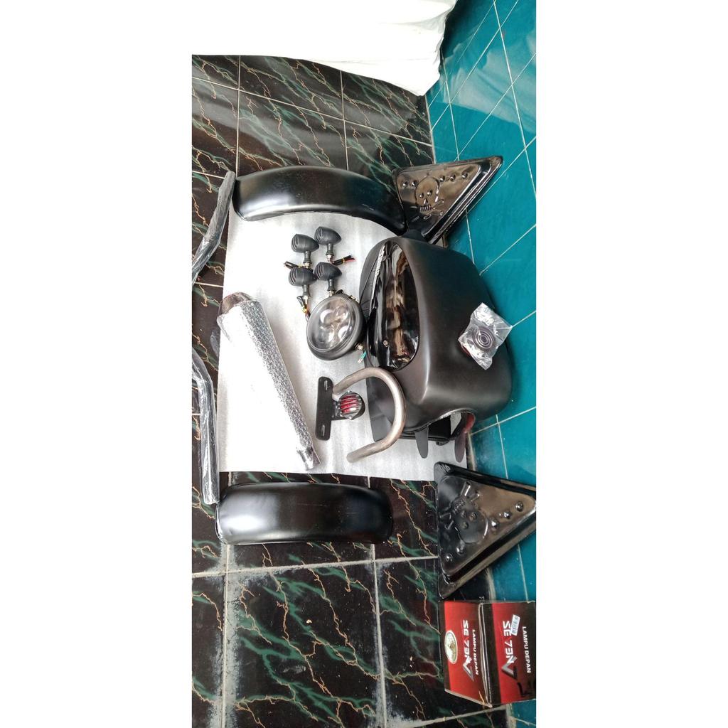 Paket Tangki motor Paket Scrambler komplit murah PAKET CUSTOM SCRAMBLE PREMIUM BLACK / BODY SET CUST
