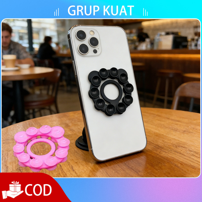 Holder Gurita HP Karet Warna Warni Tempelan Dinding Meja Anti Licin Aksesoris Handphone