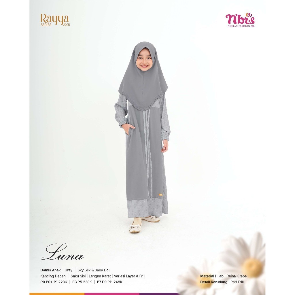 ERVINA.ID [PROMO] NIBRAS LUNA GAMIS ANAK SET HIJAB RAYA SERIES 2025 SUPER SALE
