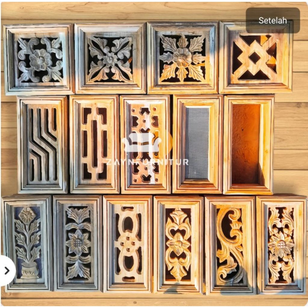 READY STOK Loster Ukir Ventilasi Udara Kayu Jati Minimalis Jepara