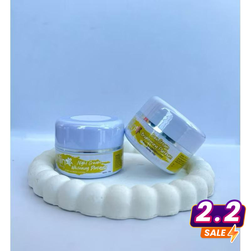 ECER CREAM SIANG + MALAM WHITENING PLATINUM ORLIN BEAUTY BPOM /KRIM PEMUTIH WAJAH/KULIT NORMAL