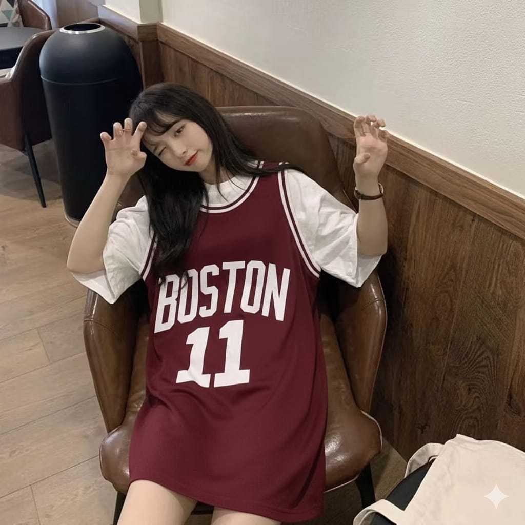 Atasan OVERSIZE SINGLET BOSTON 11 Kaos Tebal