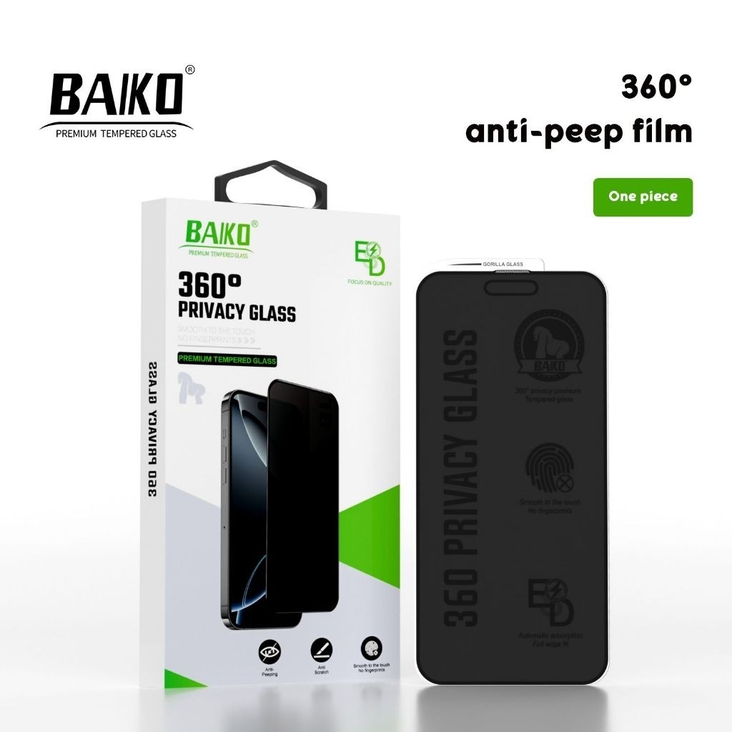 GORILLA - Tempered Glass Premium BAIKO / Gorilla Spy Privacy 360 Derajat - Iphone