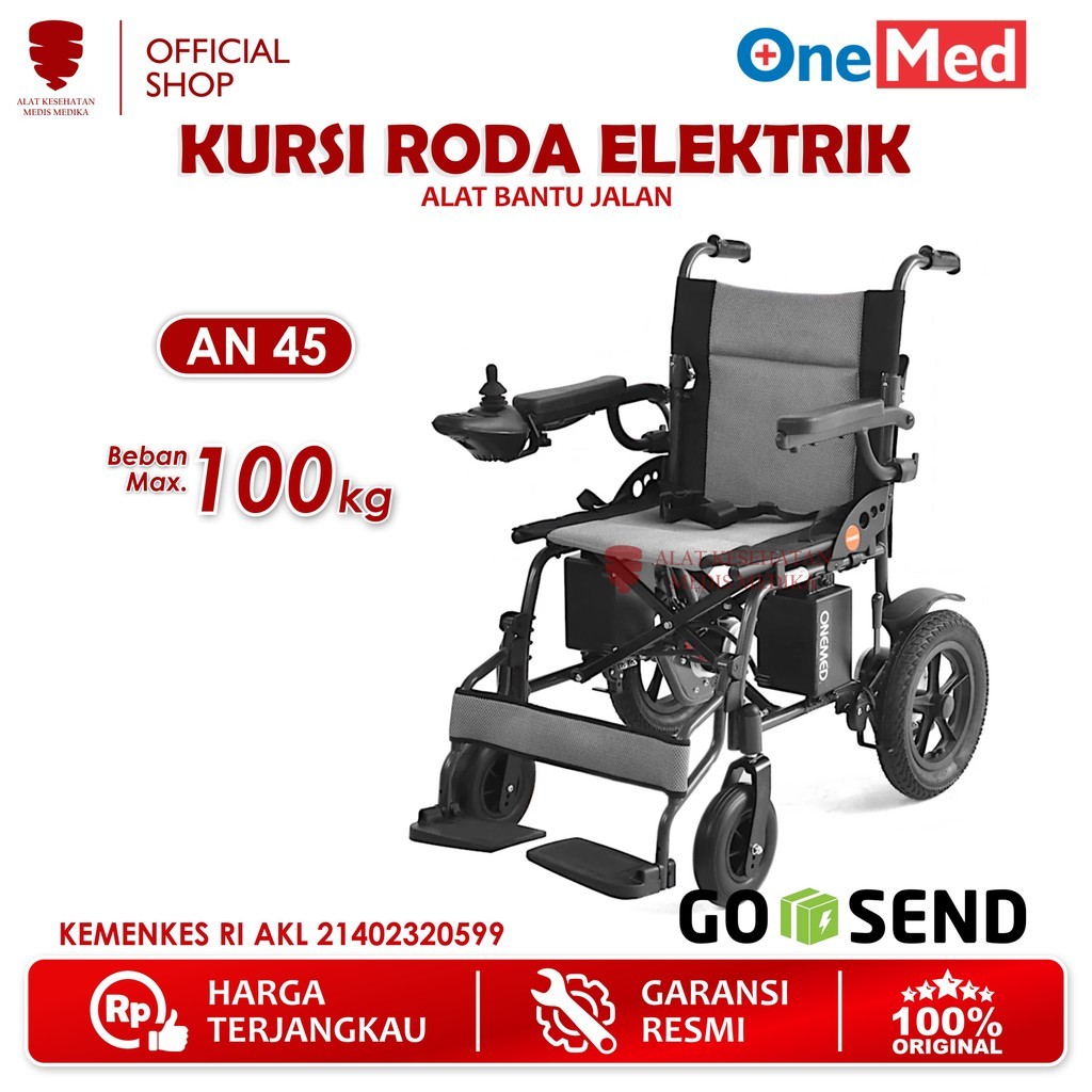 GOJEK ONLY Kursi Roda Elektrik Onemed AN 45 Wheel Chair Electric Lipat Medis