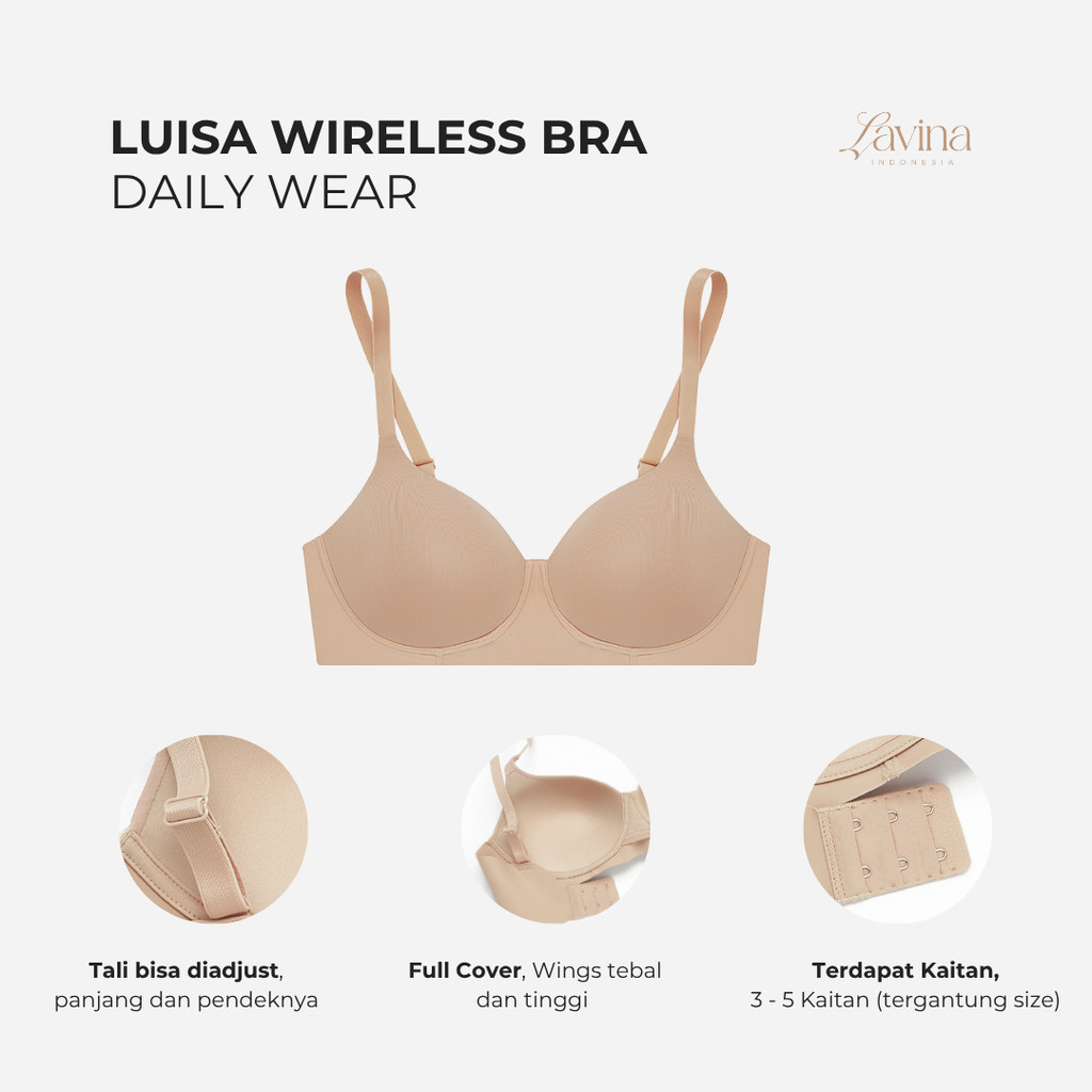 Lavina Ladies Bra Luisa Jumbo Wireless Full Cover Bra Tanpa Kawat Seamless Size 32-46 Cup B-E