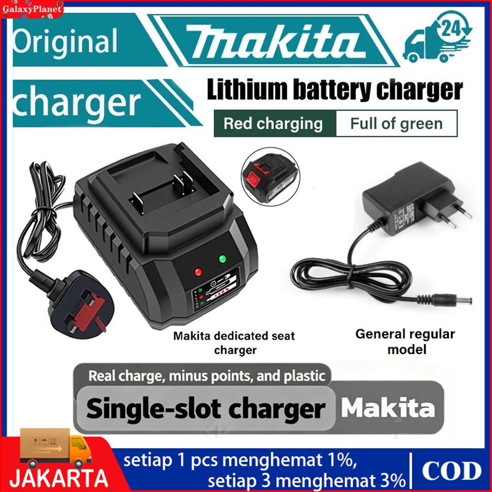Makita Charger Adaptor Charger Cas Mesin Bor Cordless Drill Gerinda Jet Cleaner 18V 21V 1A 2A