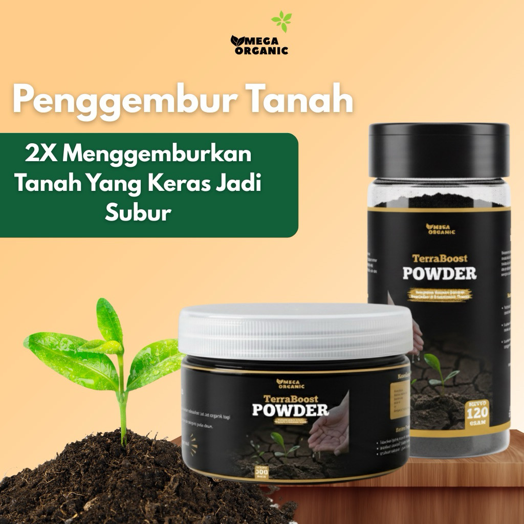 MegaOrganic - TERRABOOST Powder Asam Humat Serbuk Pembenah Tanah & Penyubur Tanaman Tanah Gembur